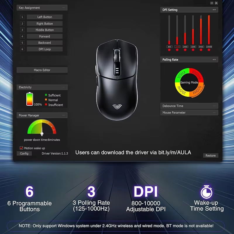 SC580 Wireless Gaming Mouse BT 5.0/2.4G/Wired 3 Mode W/ 10000 DPI PAW3325 Sensor 500Mah Battery Lightweight E-Sports Mouse