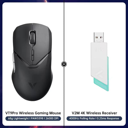 VT9PRO Wireless Gaming Mouse Esports Grade 68G Ultra-Light 26000DPI 8 Buttons Optical PAW3398 Computer Mouse for Laptop PC
