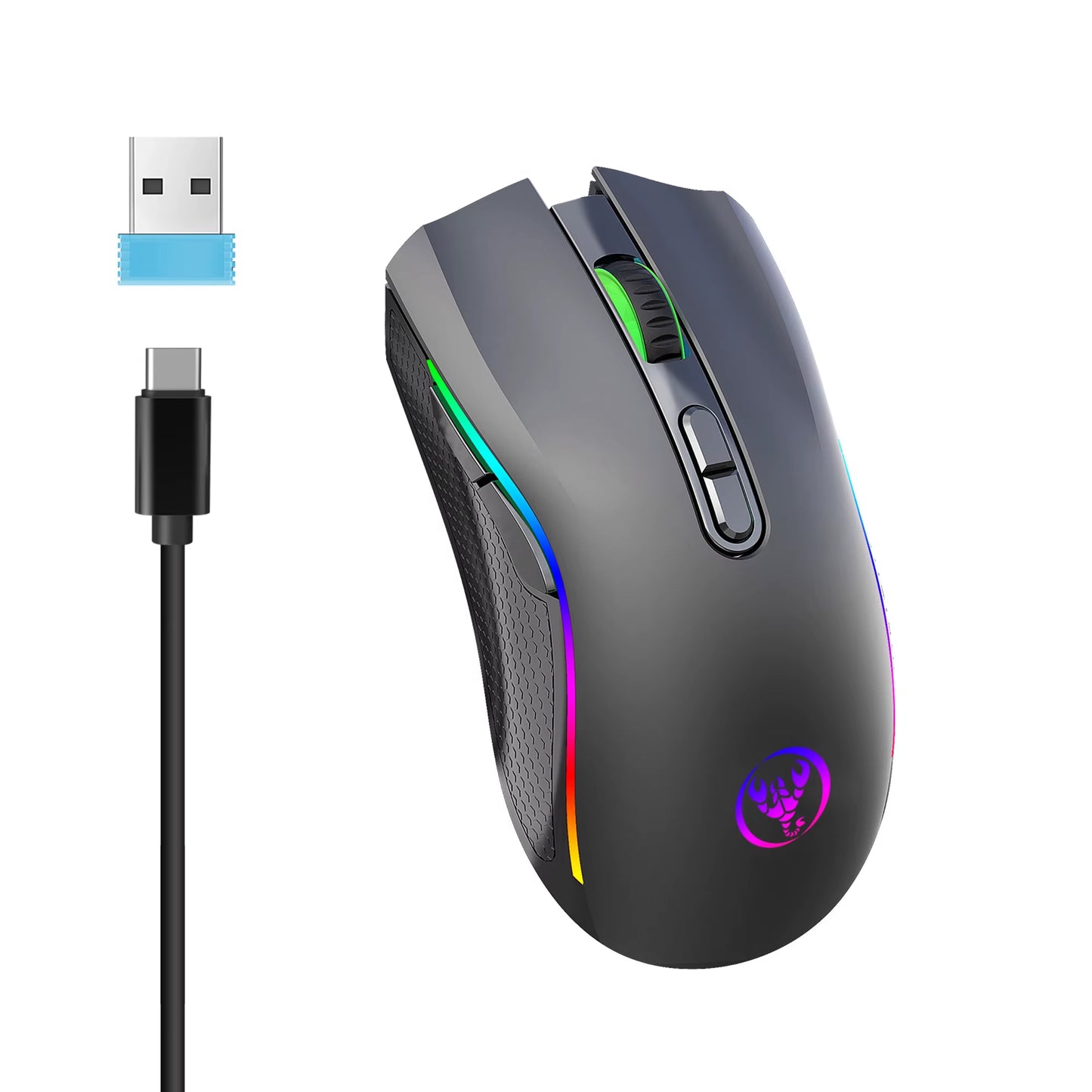 Rechargeable 2.4G Wireless RGB Gaming Mouse Ergonomic Gaming Backlit Mice for Laptop PC