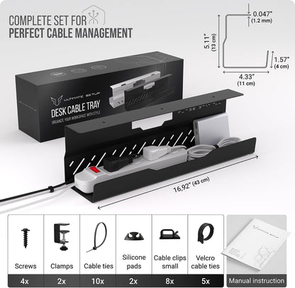 Under Desk Cable Management Tray No Drill – Desk Wire Management - Cord Organize