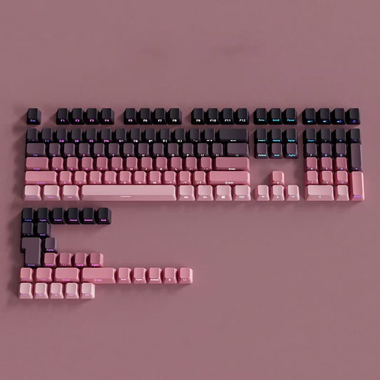 OEM Profile Gradient Side Printed Shine through Keycaps PBT Double Shot Keycap for Mechanical Gamer Keyboard Black Gray Key Caps