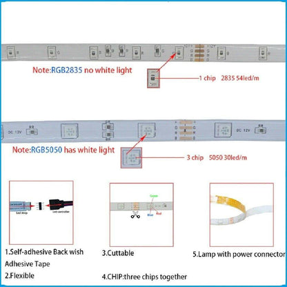 Led Light Strip RGB Smd 2835 Flexible Ribbon Tape Led Light Strip RGB 5M Tapes