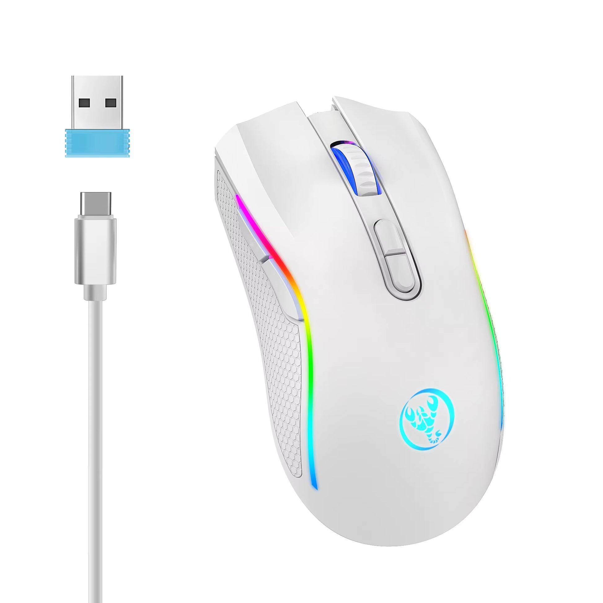 Rechargeable 2.4G Wireless RGB Gaming Mouse Ergonomic Gaming Backlit Mice for Laptop PC