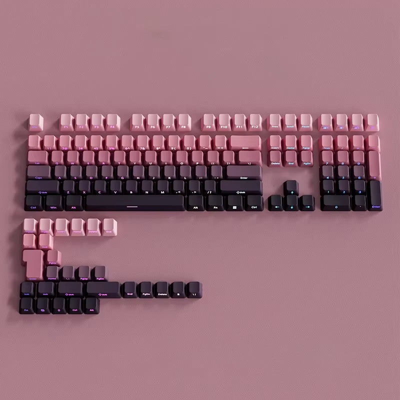 OEM Profile Gradient Side Printed Shine through Keycaps PBT Double Shot Keycap for Mechanical Gamer Keyboard Black Gray Key Caps