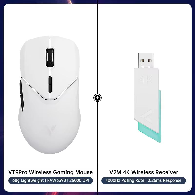 VT9PRO Wireless Gaming Mouse Esports Grade 68G Ultra-Light 26000DPI 8 Buttons Optical PAW3398 Computer Mouse for Laptop PC