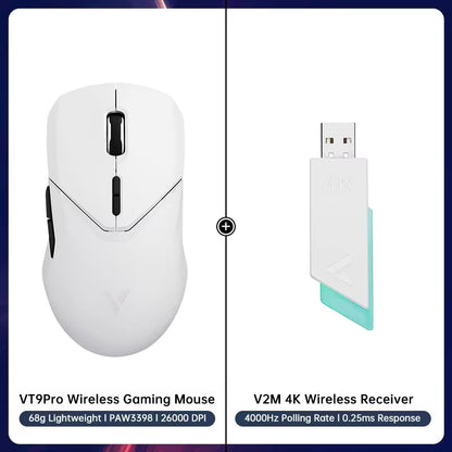 VT9PRO Wireless Gaming Mouse Esports Grade 68G Ultra-Light 26000DPI 8 Buttons Optical PAW3398 Computer Mouse for Laptop PC