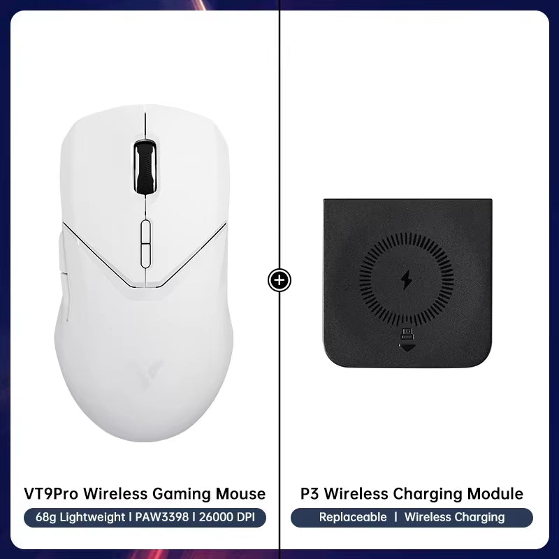VT9PRO Wireless Gaming Mouse Esports Grade 68G Ultra-Light 26000DPI 8 Buttons Optical PAW3398 Computer Mouse for Laptop PC