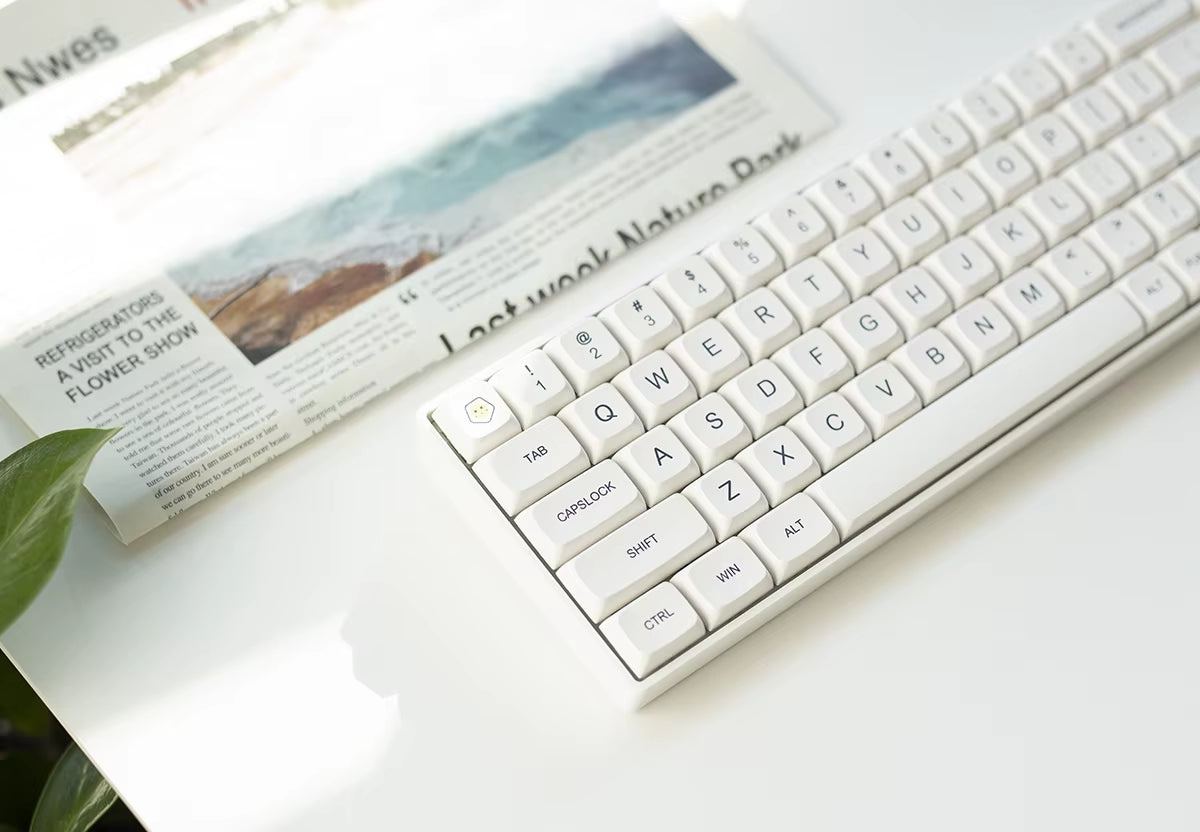 1 Set Milk Theme Key Caps for MX Switch Mechanical Keyboard PBT Dye Subbed Bee Japanese Minimalist White Keycaps XDA