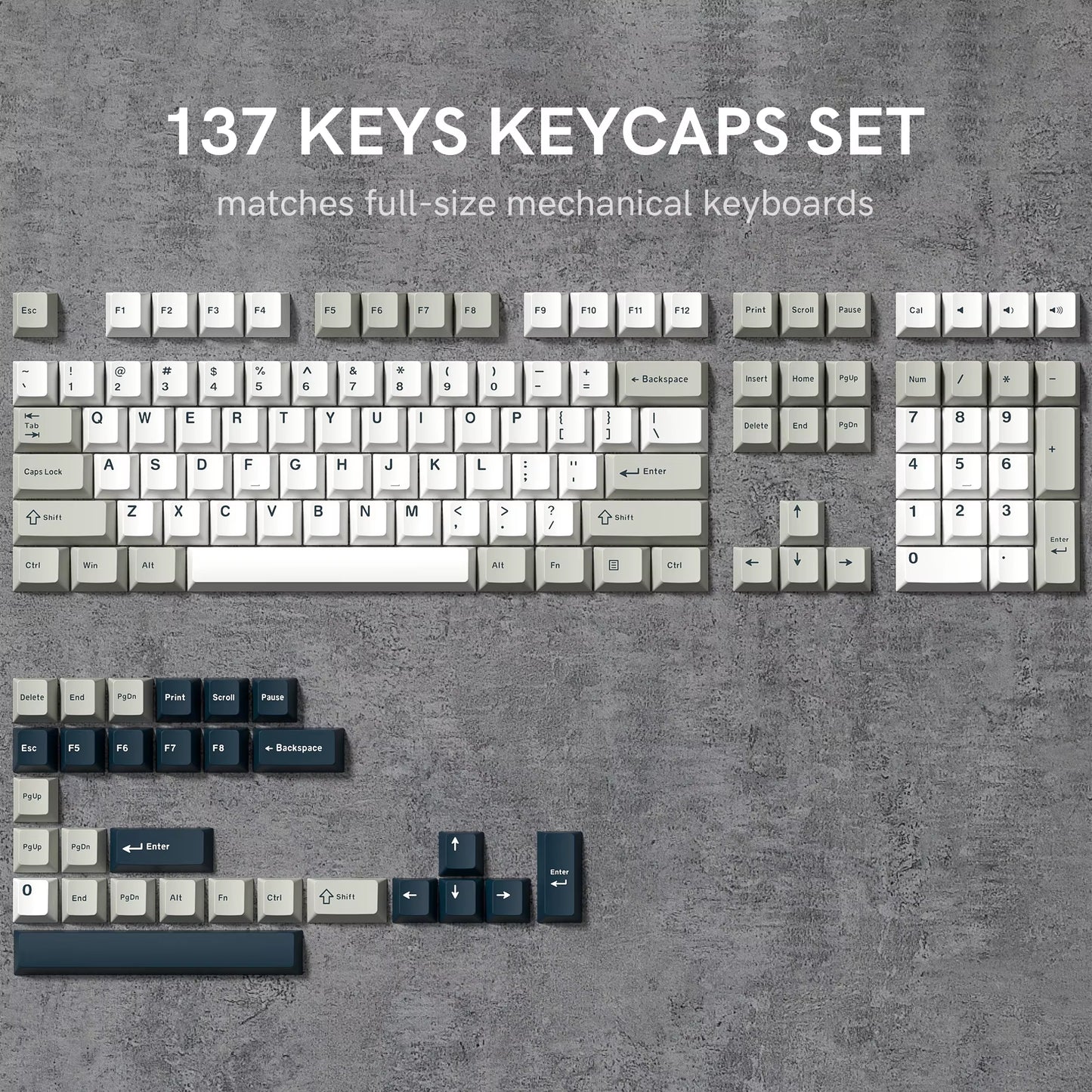 138 Keys Retro Brown Gray PBT Keycap Double Shot Cherry Profile Key Caps for Cherry MX Switches Mechanical Gamer Keyboard