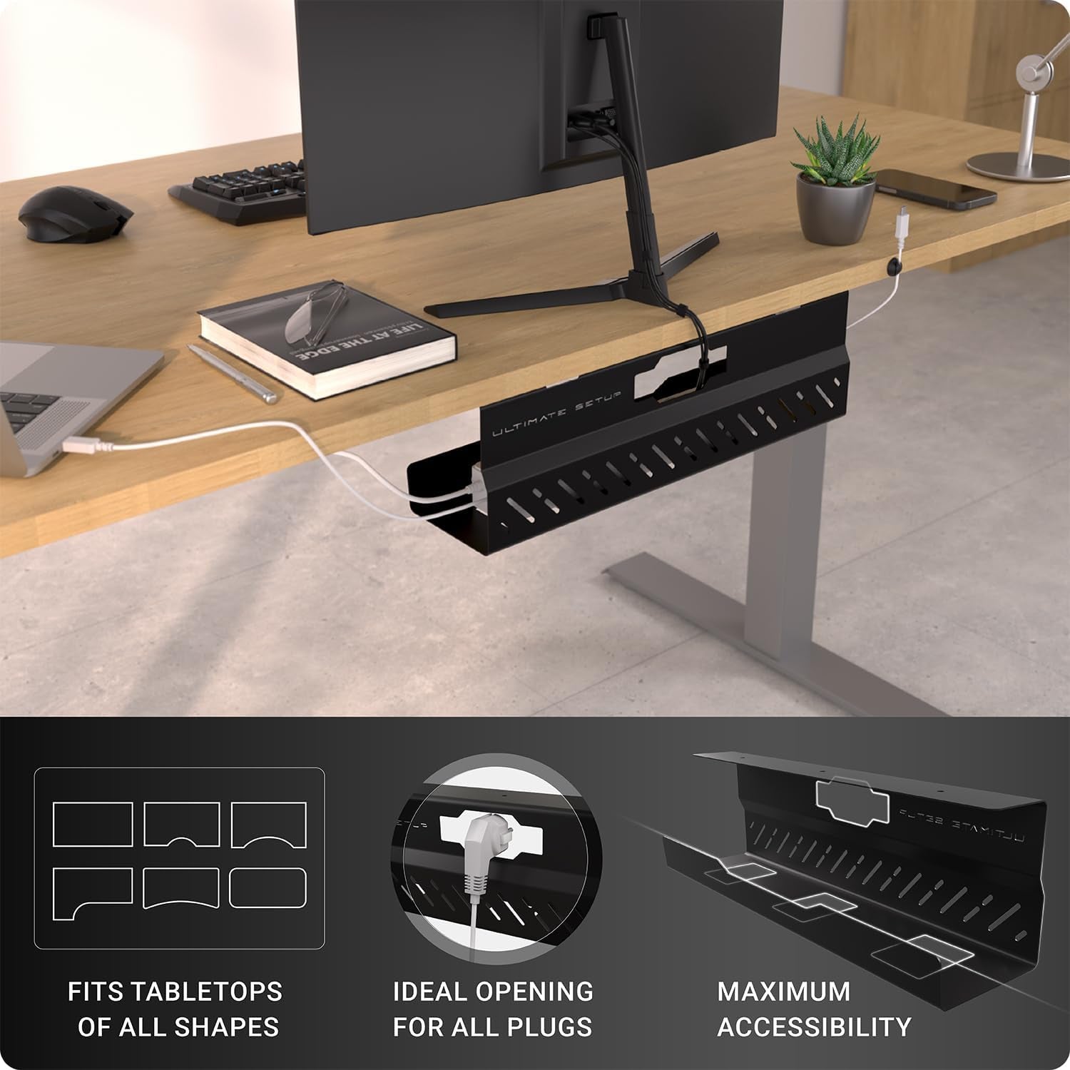 Under Desk Cable Management Tray No Drill – Desk Wire Management - Cord Organize
