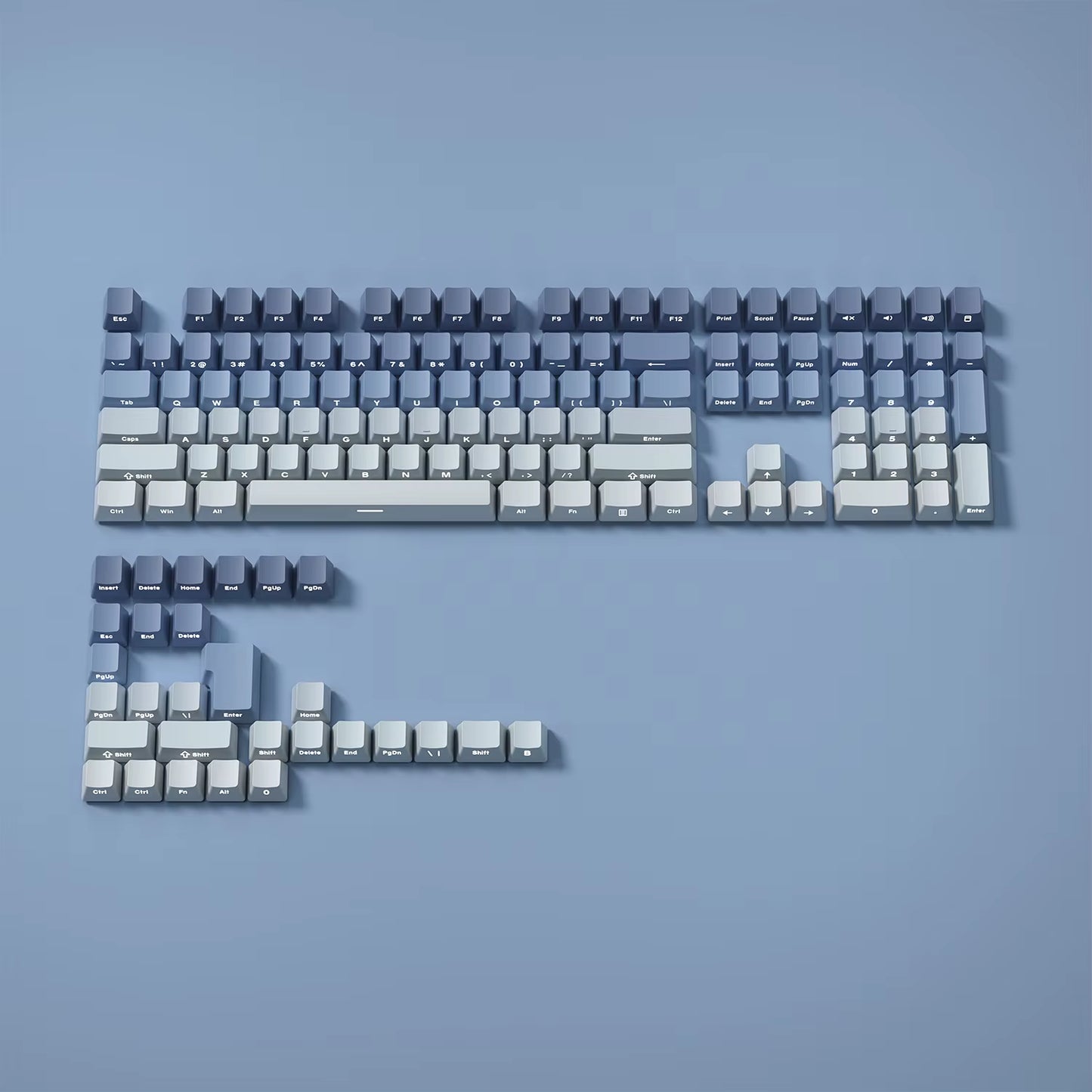 Gradient Keycaps Side Printed Shine through PBT Double Shot OEM Profile for MX Switches Gaming Keyboard 130+Key Caps