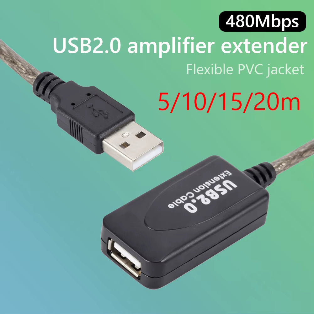 5/10/15/20M USB 2.0 Extension Cable High Speed Male to Female Active Repeater Wireless Network Card Extension Cord USB Adapter