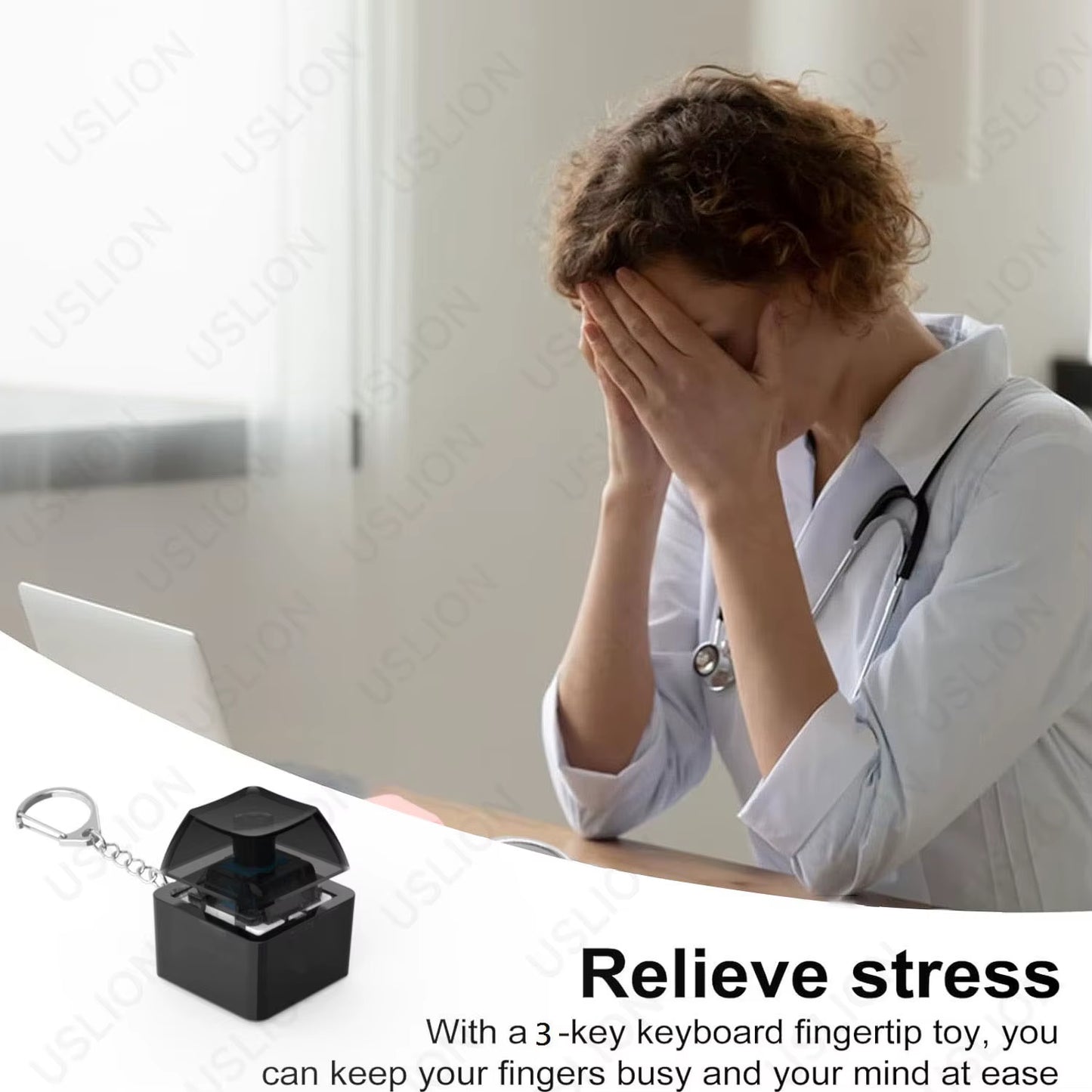 1/2 Keys Mechanical Keyboard Axis Teste Keychain Office Decompression Calming Button Keycap Stress Relief Fidget Toys