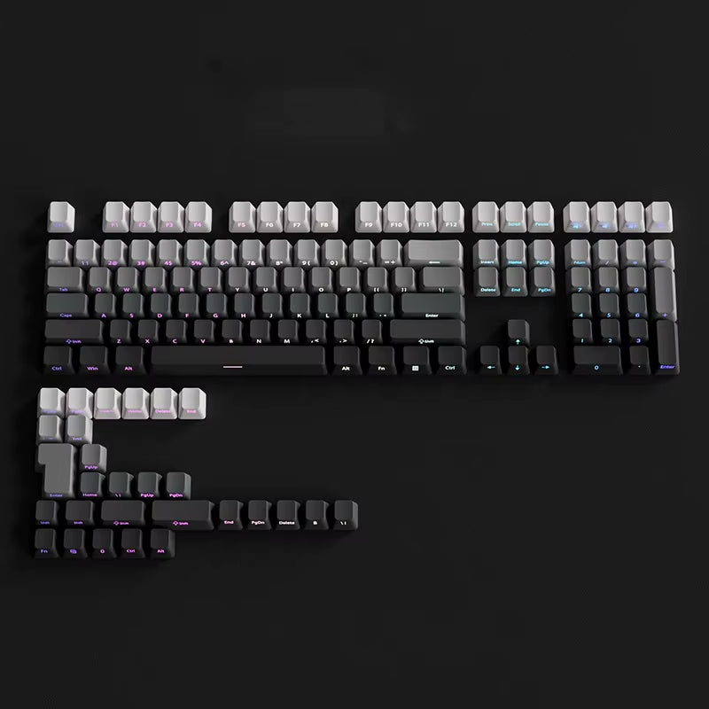 OEM Profile Gradient Side Printed Shine through Keycaps PBT Double Shot Keycap for Mechanical Gamer Keyboard Black Gray Key Caps