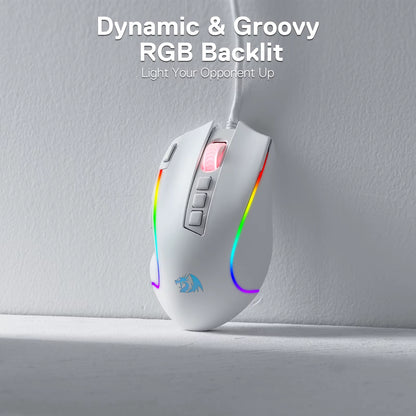 M612 Predator RGB Gaming Mouse 8000 DPI Wired Optical with 11 Programmable Buttons, White