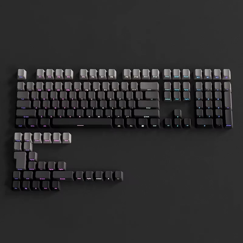 OEM Profile Gradient Side Printed Shine through Keycaps PBT Double Shot Keycap for Mechanical Gamer Keyboard Black Gray Key Caps