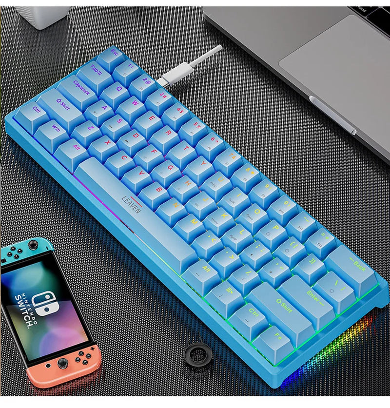 K620 Mini Gaming Mechanical Keyboard 61 Keys RGB Hotswap Type-C Wired Gaming Keyboard PBT Keycaps 60% Ergonomics Keyboards