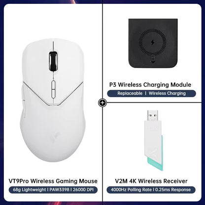 VT9PRO Wireless Gaming Mouse Esports Grade 68G Ultra-Light 26000DPI 8 Buttons Optical PAW3398 Computer Mouse for Laptop PC