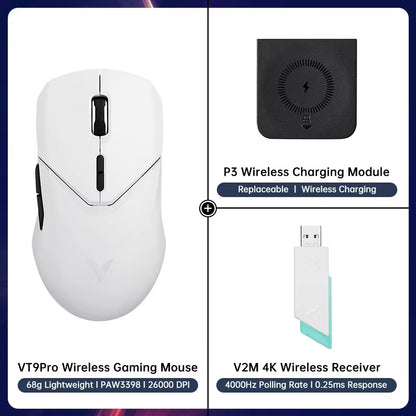 VT9PRO Wireless Gaming Mouse Esports Grade 68G Ultra-Light 26000DPI 8 Buttons Optical PAW3398 Computer Mouse for Laptop PC